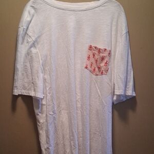 American Rag White Tee with Red Lobster Patterned Pocket